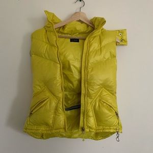 yellow Jcrew vest removable hood size small
